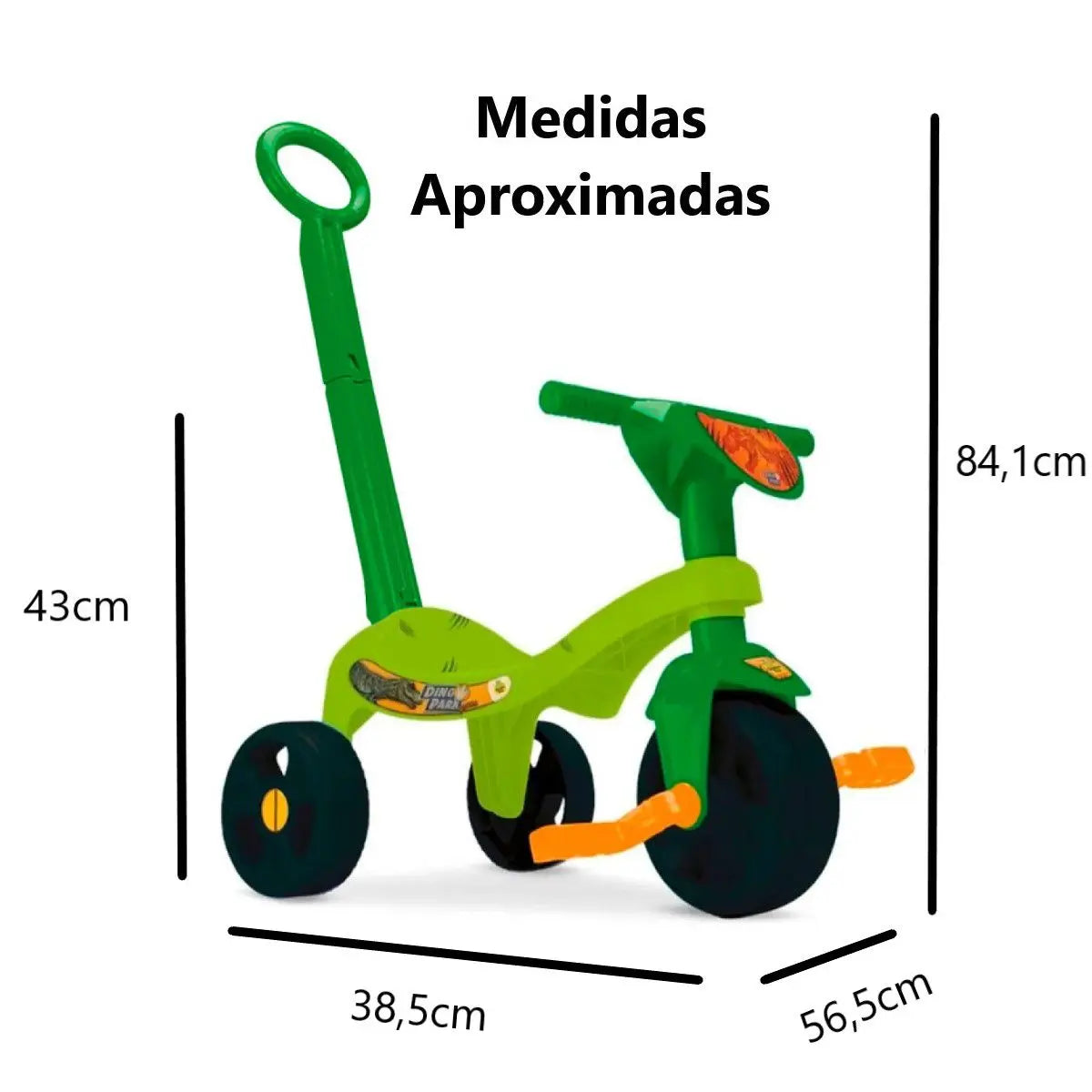 Triciclo Tchuco Dino Park Com Haste - Samba Toys Triciclo Tchuco Dino Park Com Haste - Samba Toys